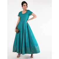 Thumbnail for Cheera Women's Hand Block Print Ghagra Style Anarkali Kurta (CH039K)