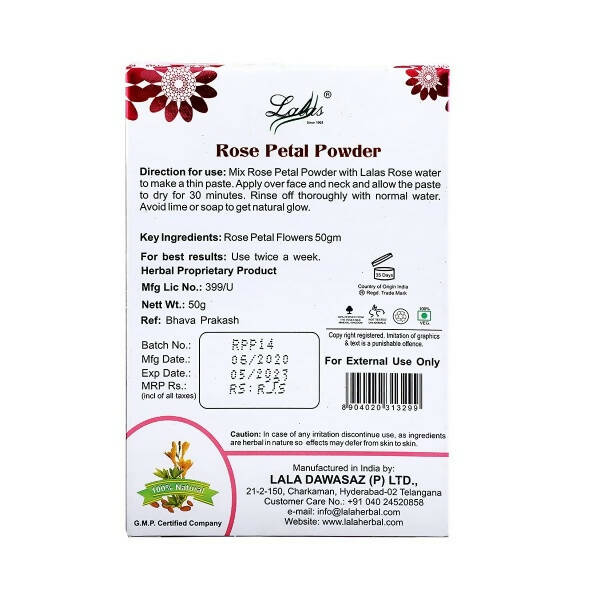 Lalas Rose Petal Powder - Distacart