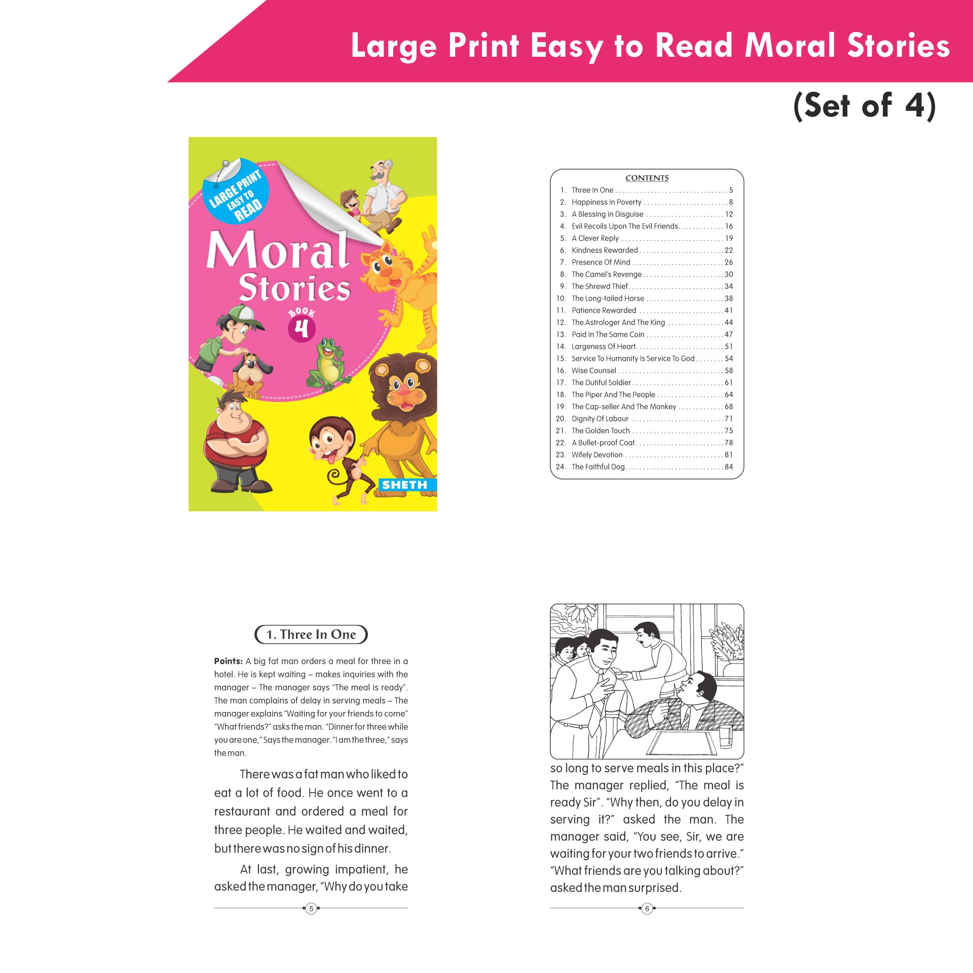 Large Print Easy to Read Moral Stories Set of 4| Bedtime Stories Books for Kids| Ages 4-8 Years - Distacart