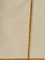 Thumbnail for Ramraj Cotton Mens Pure Cotton 1/2 Inch Gold Jari Dhoti - Cream - Distacart
