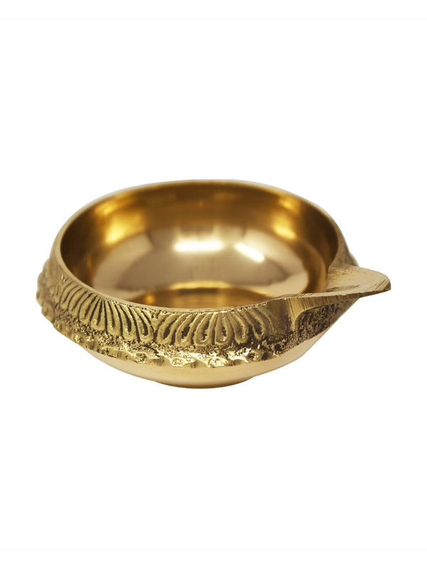 Spillbox Gold Toned Textured Brass Diya without Stand - Distacart