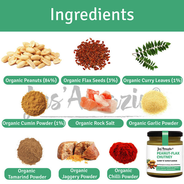 Jus Amazin Peanut Flax chutney Curry 'N' Cumin Flavour - Distacart