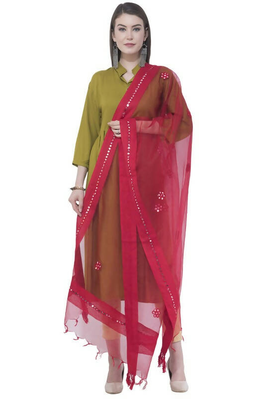 Mominos Fashion Moeza Orgenza Flower Mirror Red Dupatta - Distacart