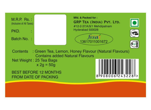 Tanza Tea Slim Green Tea Bags Lemon Honey - Distacart