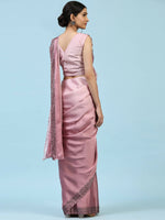 Thumbnail for Purple Ombre Satin Georgette Plain Ready to wear Saree with stitched Blouse - Vrinda - Distacart