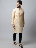 Thumbnail for Even Apparels Beige Color Pure Cotton Men's Kurta With Side Placket (CHK1200) - Distacart