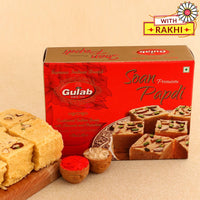 Thumbnail for Zardosi Lustrous Rakhi And Soan Papdi Combo