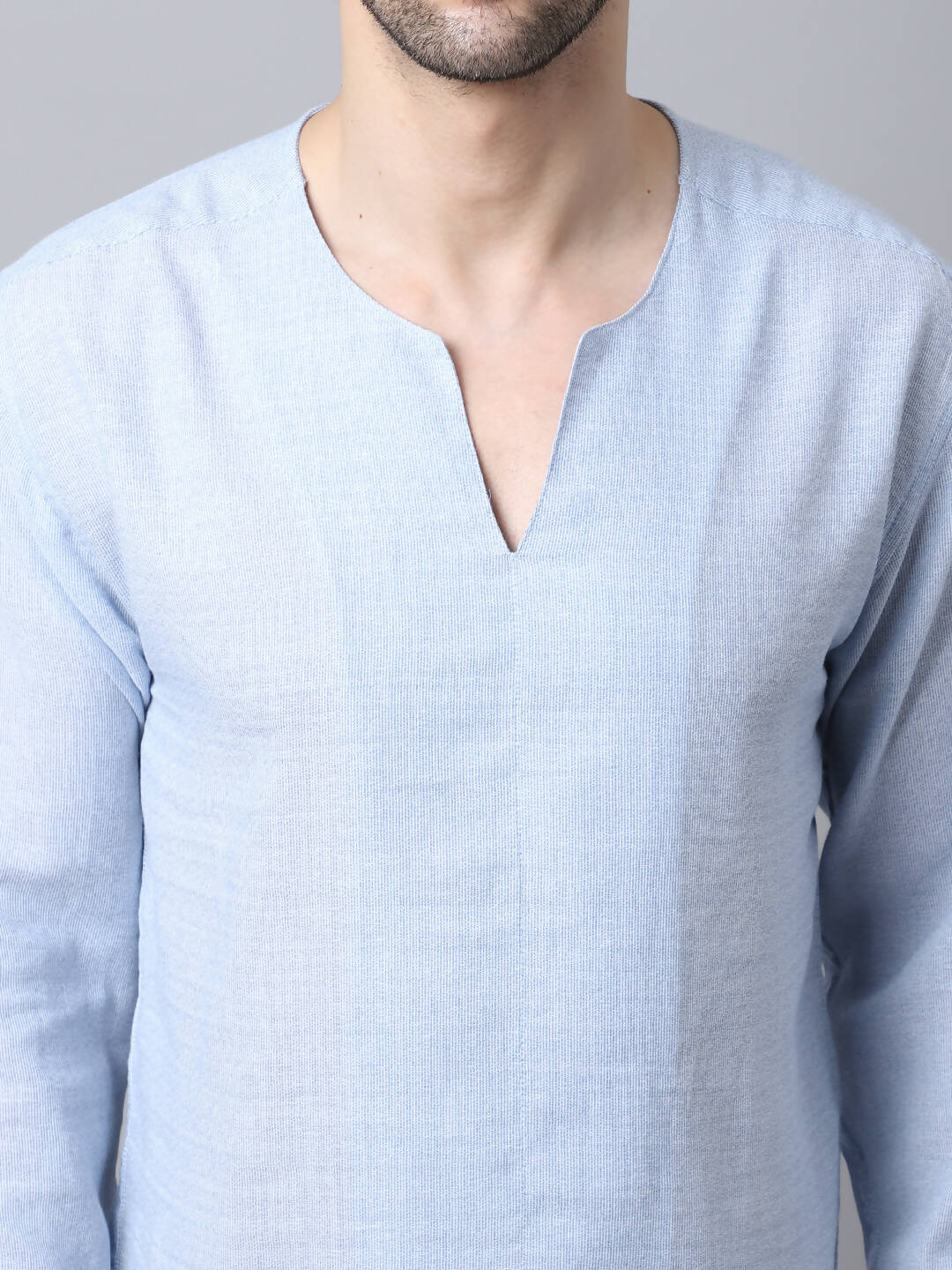 Even Apparels Blue Pure Cotton Round Neck Slit Kurta - Distacart