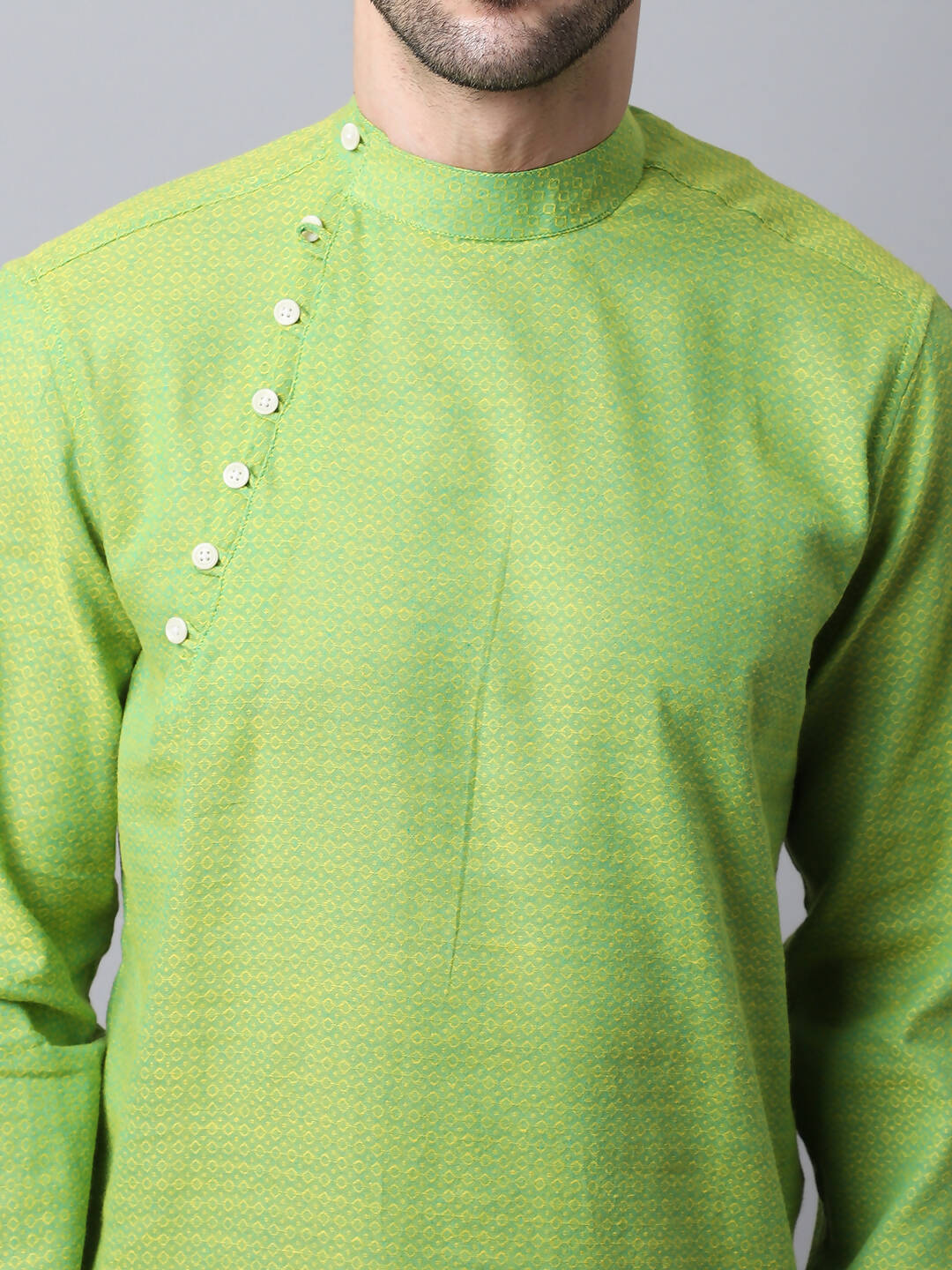 Even Apparels Green Pure Cotton Men's Kurta With Side Placket - Distacart