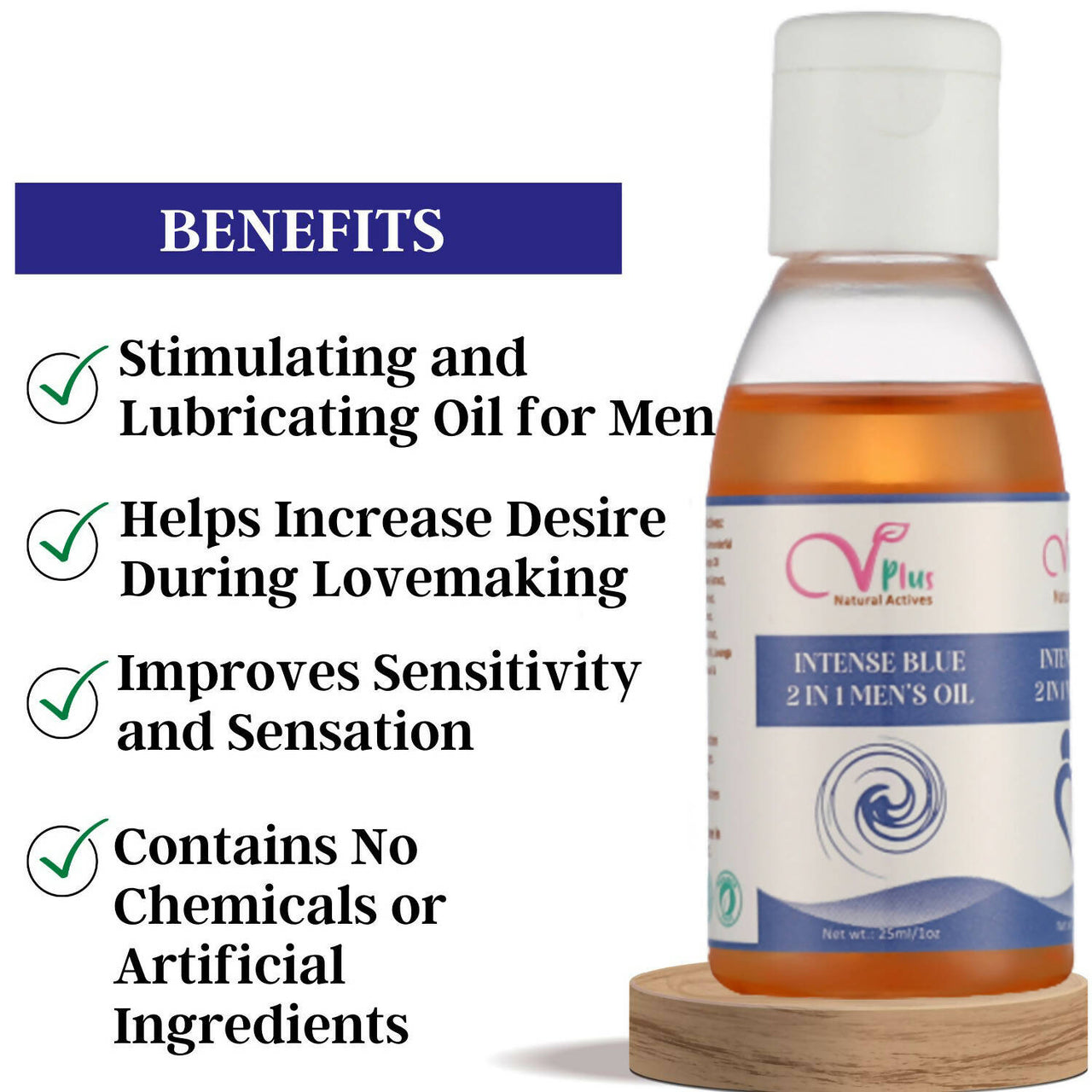 Vigini Plus Natural Actives Intense Blue Men's Stamina Booster Lubricant Delay Oil - Distacart