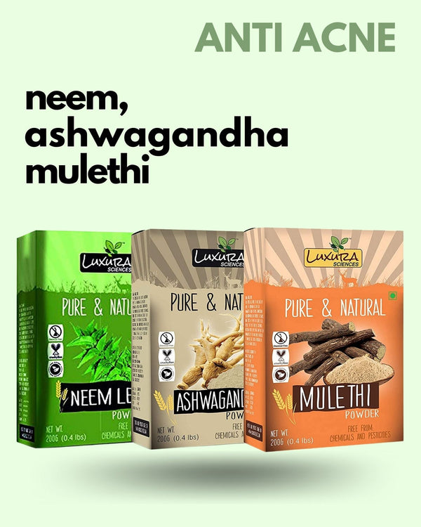 Luxura Sciences Natural Skin Care for Anti Acne - Neem + Ashwagandha + Mulethi - Distacart