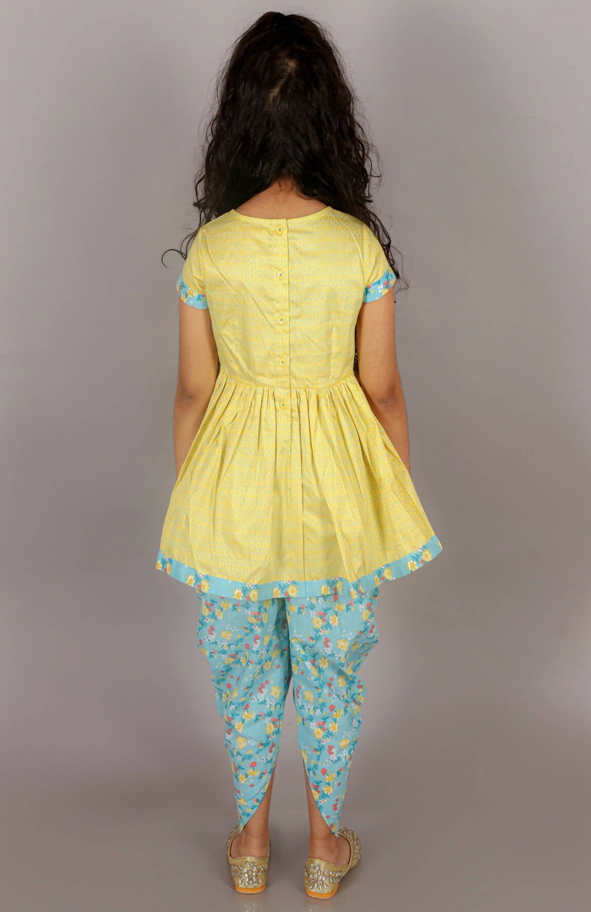 Lil Drama Folklore Girls Yellow Kurta With Dhoti Set - Distacart