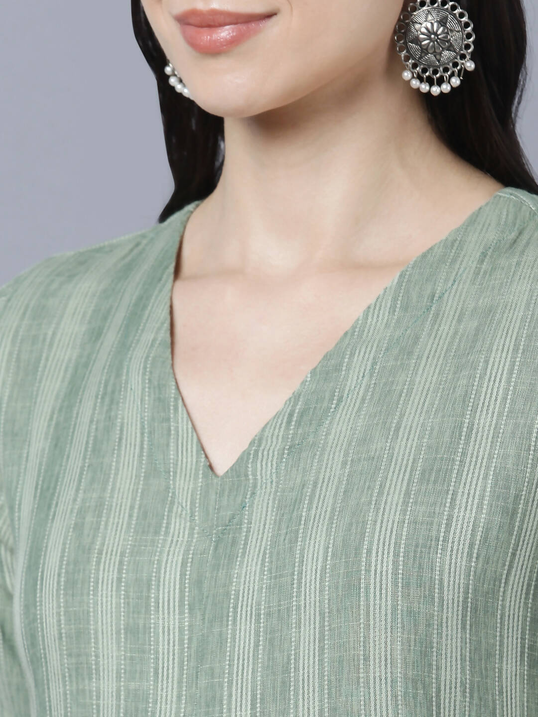 Myshka Stylish Green Cotton 3/4 Sleeve Women's Kurta Palazzo Set - Distacart