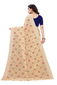 Thumbnail for Vamika Cream Linen Jari Border Saree (CHARVI CREAM) - Distacart