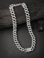 Thumbnail for NVR Men Silver-Plated Stainless Steel American Diamond Chain - Distacart