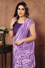 Thumbnail for Partywear Designer Purple Georgette Fancy Saree - Satrangi - Distacart