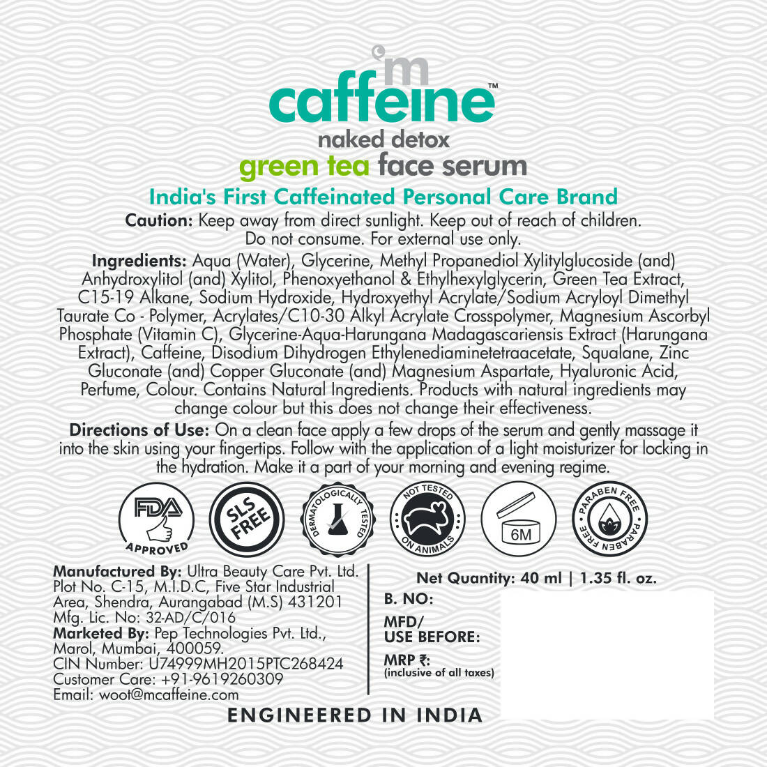 mCaffeine Vitamin C & Green Tea Face Serum with Hyaluronic Acid - Distacart
