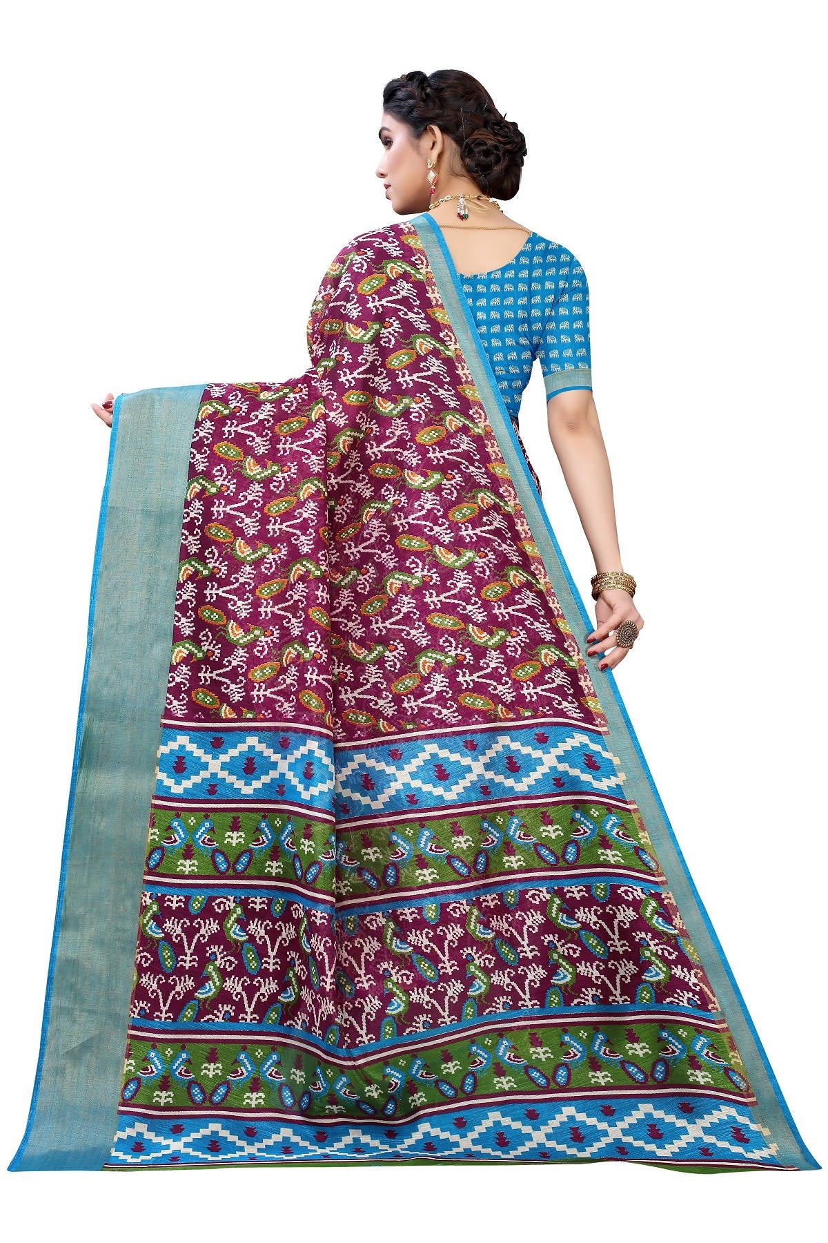 Vamika Beautiful Purple Linen Jari Border Saree (JANKI PURPLE) - Distacart