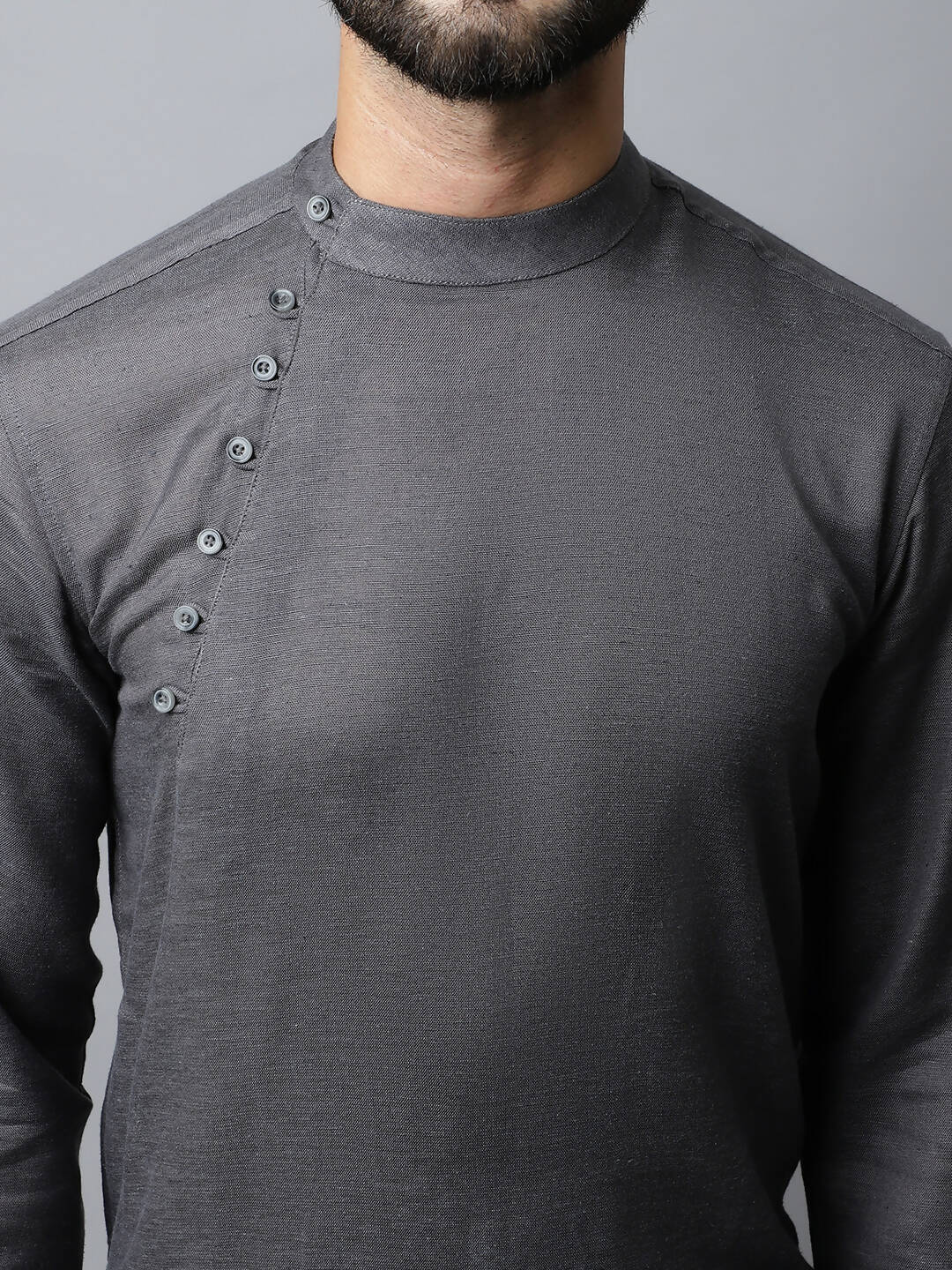 Even Apparels Grey Color Pure Cotton Men's Kurta With Side Placket (SLD1202) - Distacart