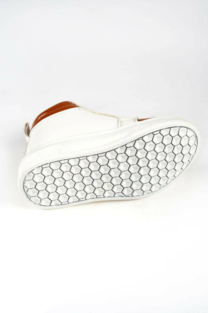 Tiny Bugs For Boys & Girls Mid Top Sneakers - White & Tan - Distacart