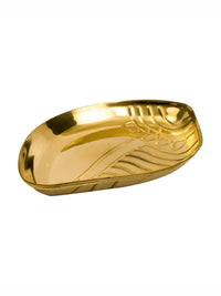 Thumbnail for Spillbox Gold-Toned Brass Textured Sangu Thali Pooja Essential - Distacart