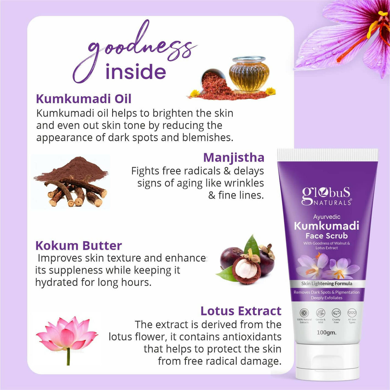 Globus Naturals Ayurvedic Kumkumadi Skin Lightening Face Cream - Distacart