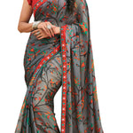 Thumbnail for Vamika Grey Cadbury Chiffon Georgette Saree Saree - Distacart