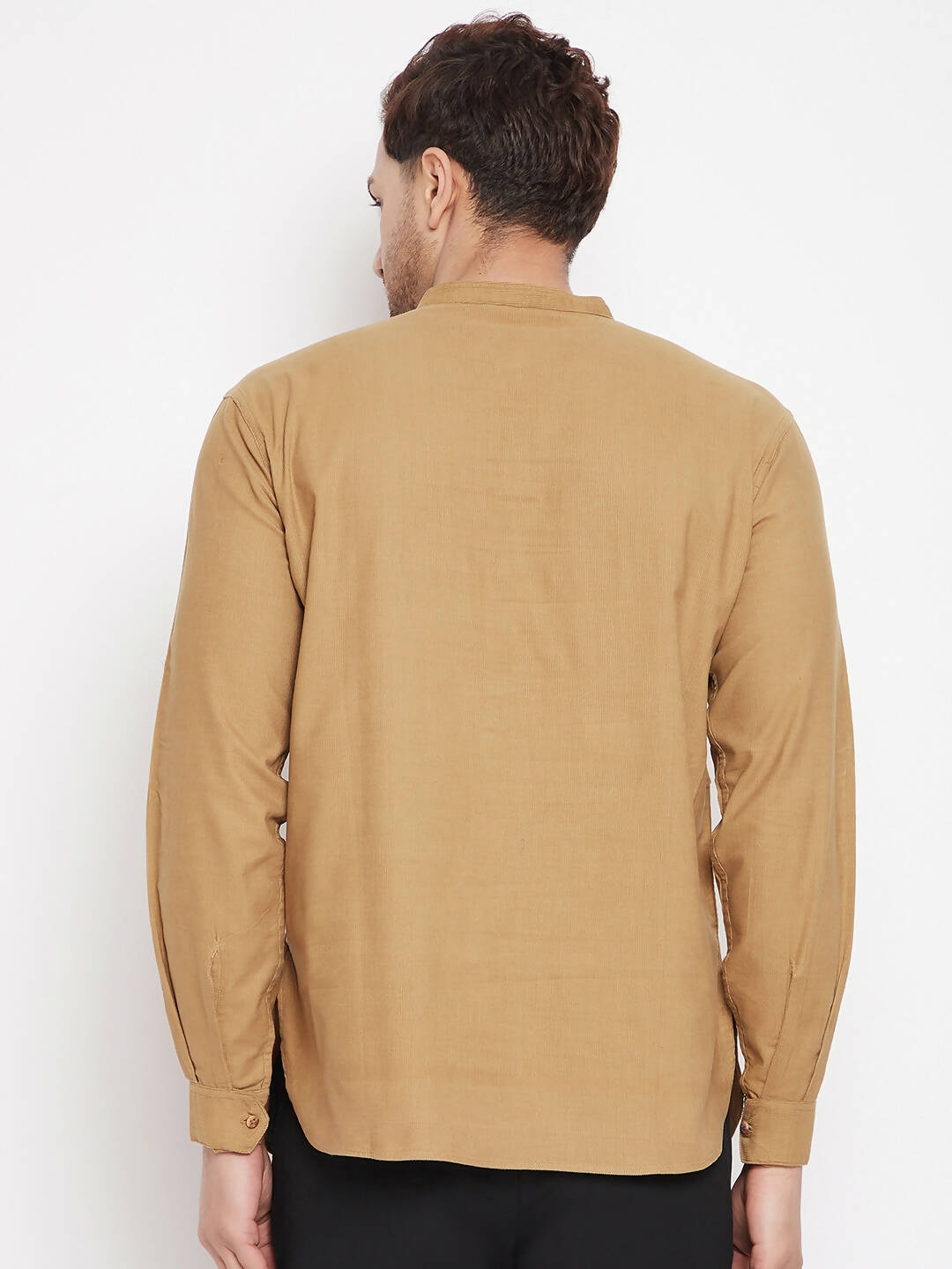 Even Apparels Beige Pure Cotton Short Men's Kurta With Band Collar - Distacart