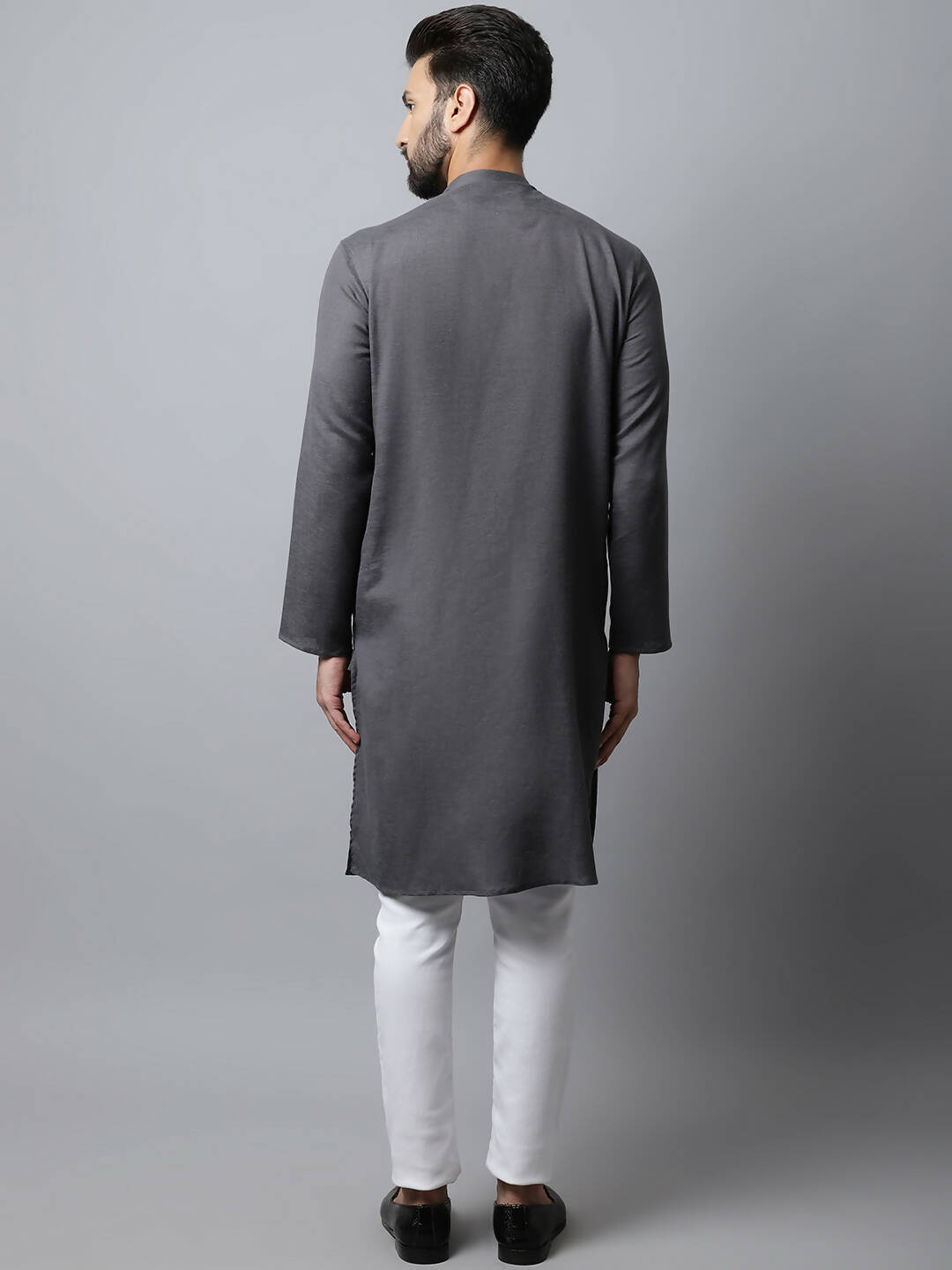 Even Apparels Grey Color Pure Cotton Men's Kurta With Side Placket (SLD1202) - Distacart