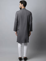 Thumbnail for Even Apparels Grey Color Pure Cotton Men's Kurta With Side Placket (SLD1202) - Distacart