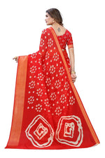 Thumbnail for Vamika Red Linen Zari Border Saree