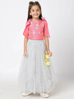 Thumbnail for Lil Drama Girls Choli With Ghaghra Set - Pink - Distacart