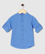 Thumbnail for Manet Boys Mandarin Collar Full Sleeves Melange Shirt - Light Blue - Distacart