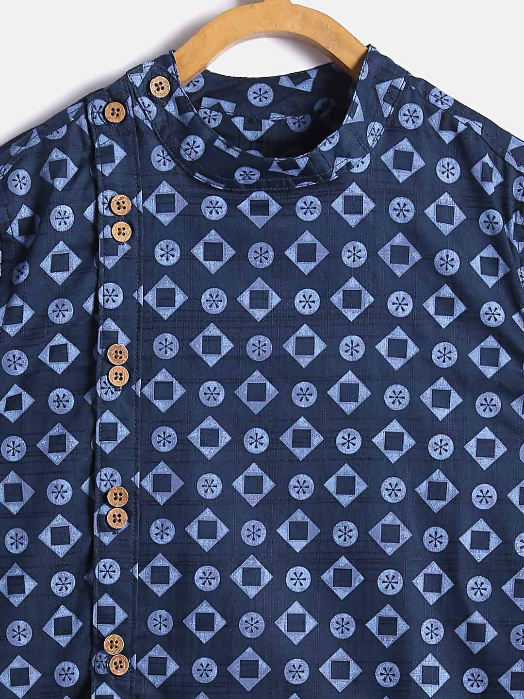 Manet Ethnic Full Sleeves Circle Printed Shirt - Blue - Distacart