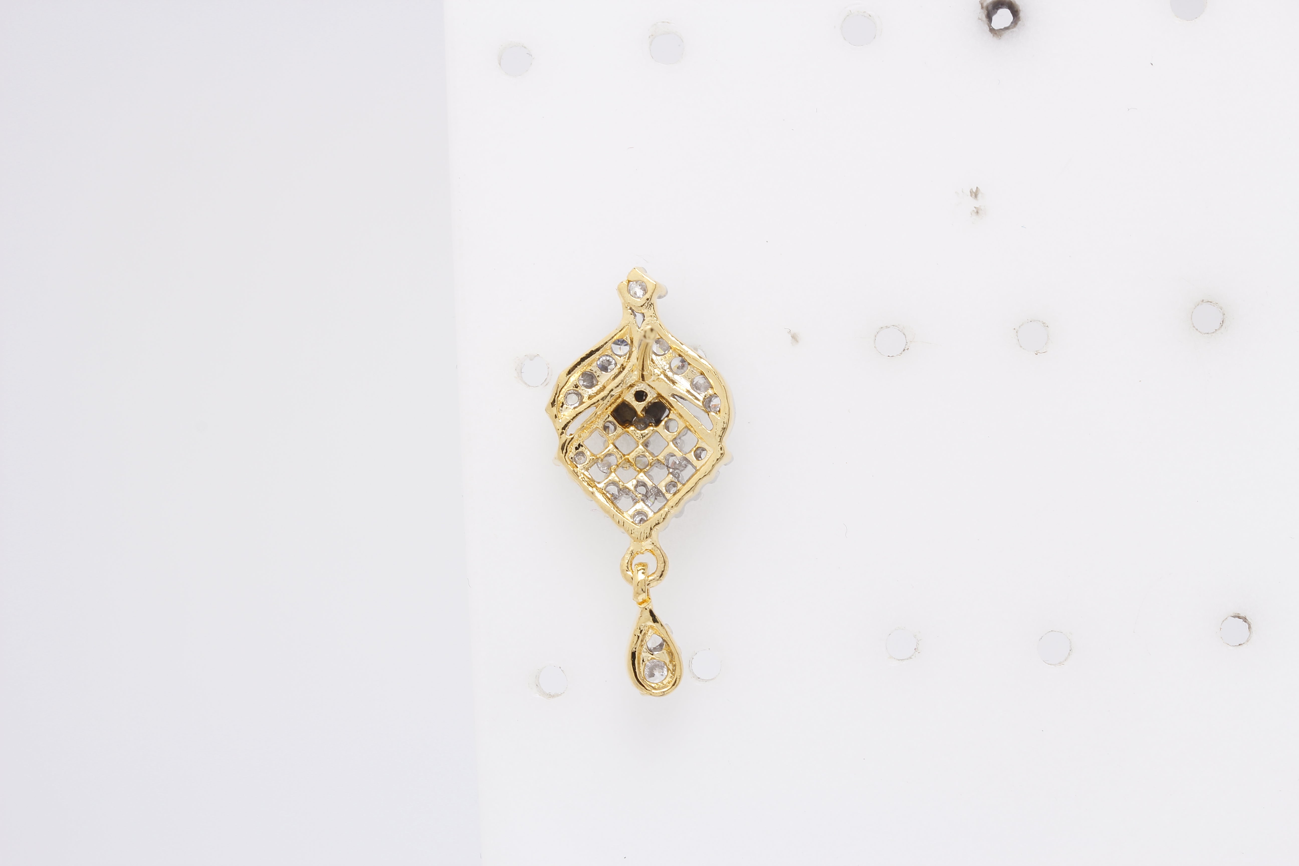 Gold-Plated Alloy American Diamond Pendant Necklace Set - The Pari - Distacart