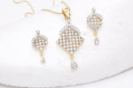 Thumbnail for Gold-Plated Alloy American Diamond Pendant Necklace Set - The Pari - Distacart
