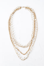 Thumbnail for Gold-Plated Alloy Rhinestones And Pearl Layered Necklace - The Pari - Distacart