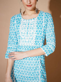Thumbnail for Myshka Women Blue Printed Kurtas - Distacart