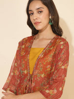 Thumbnail for Janasya Women's Mustard Moss Solid Festive Crop Top Set - Distacart