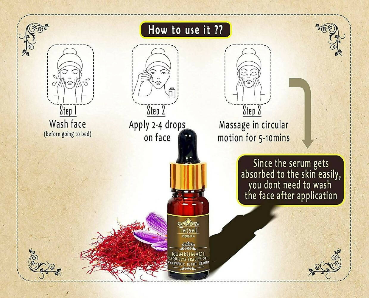 Tatsat Certified Ayurvedic Kumkumadi Exquisite Face Serum - Distacart