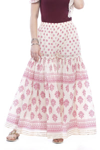 Thumbnail for Mominos Fashion Cotton Block Print With Lace Work Off White Maroon Color Prints Palazzo - Distacart
