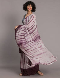 Thumbnail for Suta Mauve Burgundy Tie and Dye Saree - Distacart
