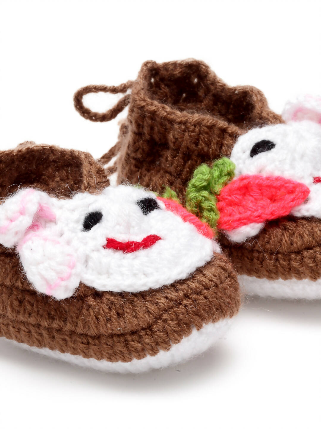 Chutput Kids Woollen Hand Knitted Self Desgin Booties - Brown - Distacart