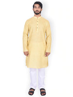 Thumbnail for Manyavar Men Yellow Solid Straight Kurta - Distacart