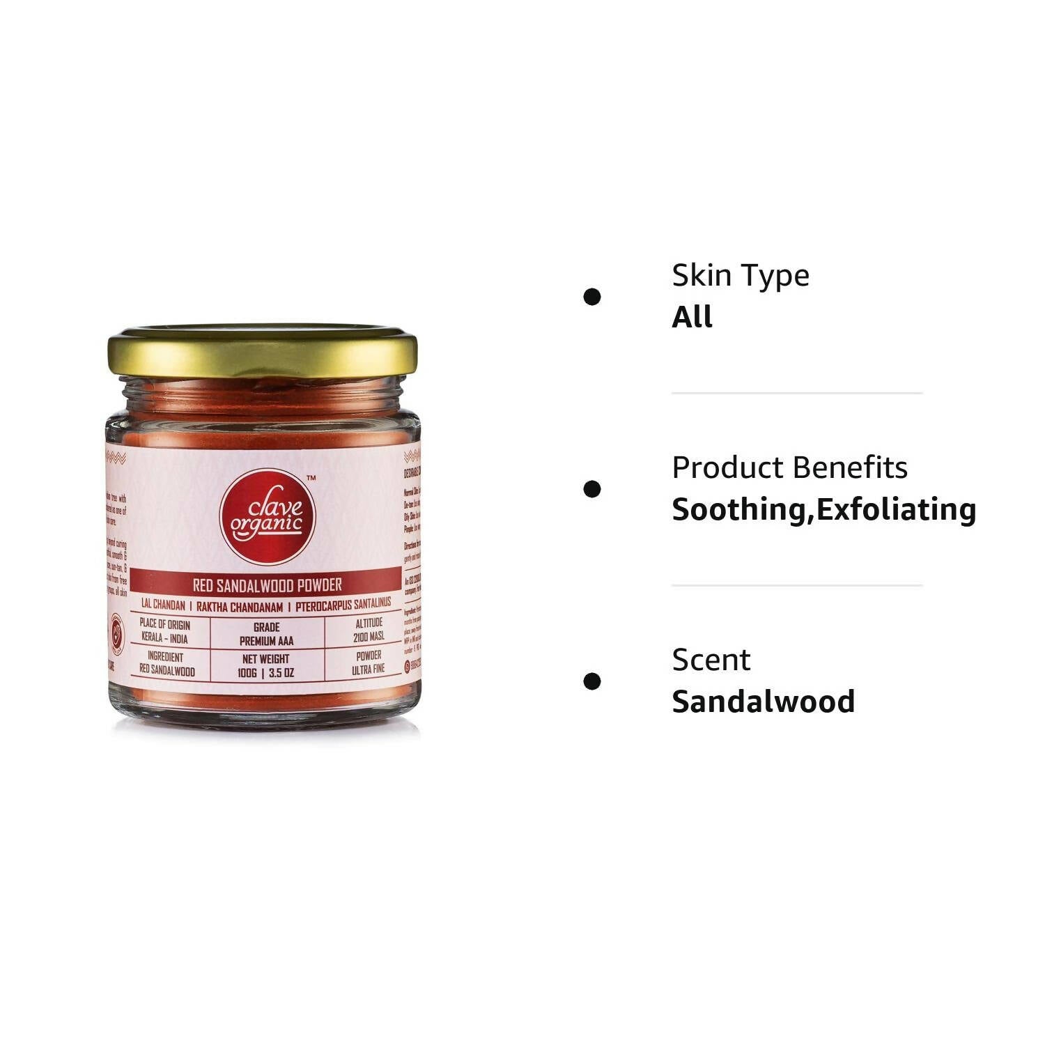 Clave Organic Red Sandalwood Powder - Distacart