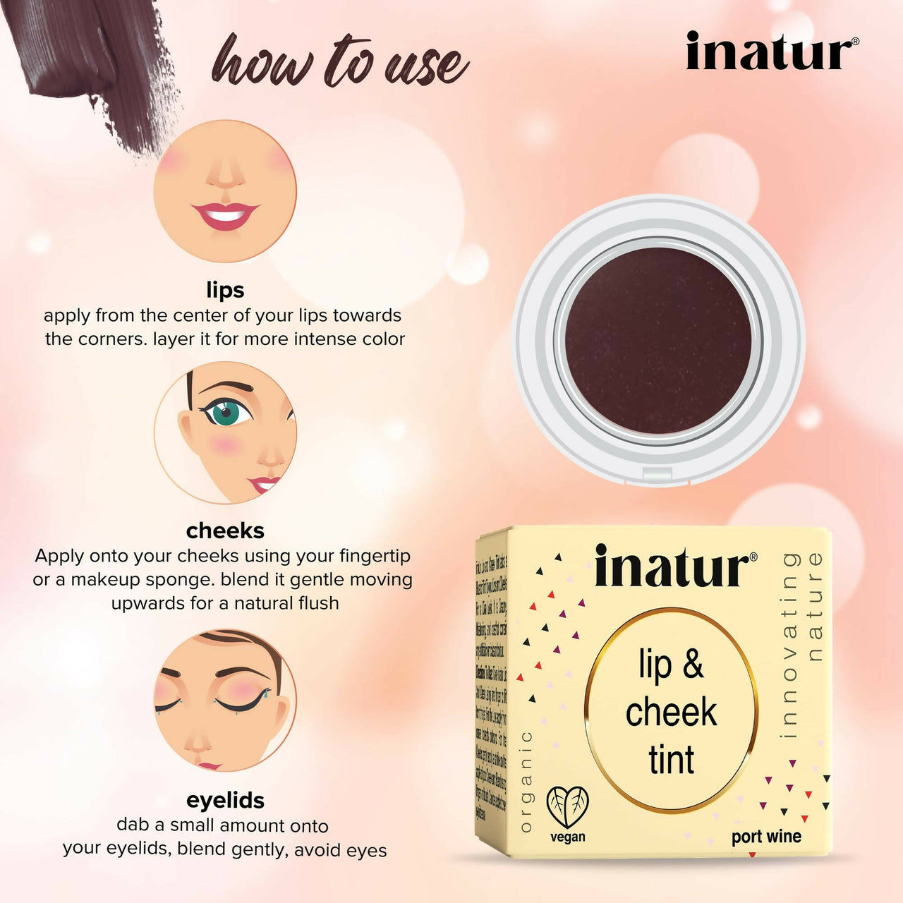 Inatur Lip and Cheek Tint Port Wine - Distacart
