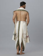 Thumbnail for Ramraj Cotton Mens Pure Cotton 5 Khan Jari 9 + 5 Kora Panchakacham Dhoti With Angavastram Set - Distacart