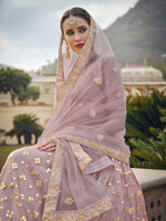 Thumbnail for Myra Moor Net Heavy Embroidered Lehenga - Distacart