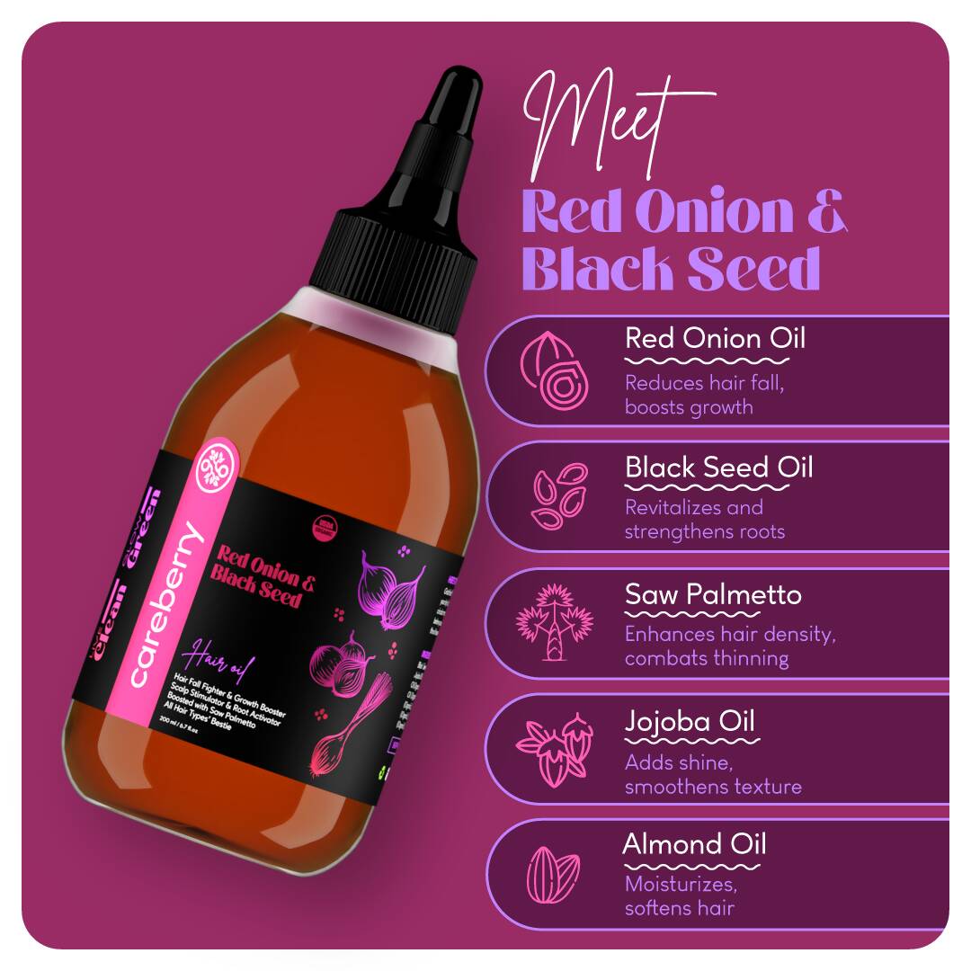 Careberry 100% Organic Red Onion & Black Seed Extract Oil - Distacart