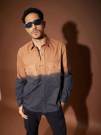 Thumbnail for Lyush Men Orange & Dark Grey Ombre Shirt - Distacart